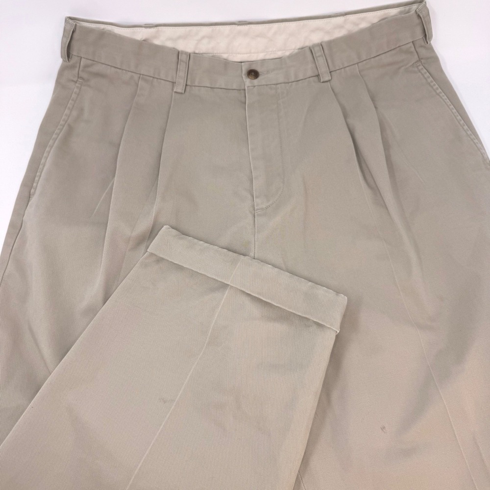 Brooks Brothers Mens 36x32 Fits 36x28 Advantage Chino Elliot Pleated Cuff Pants